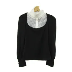 エムドゥ ニット トップス 長袖 フリルブラウス ドッキング レディース B79-87サイズ ブラック M.deux 【中古】