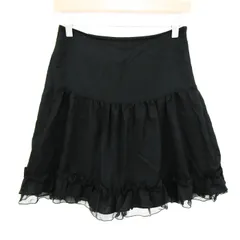 セシルマクビー スカート ボトムス フレア フリル 日本製 レディース Sサイズ ブラック CECIL McBEE 【中古】