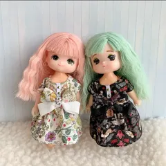 リカちゃん　ミキちゃんマキちゃん　服　ワンピース　2着セット　森の動物達　小花柄　ミキマキちゃん