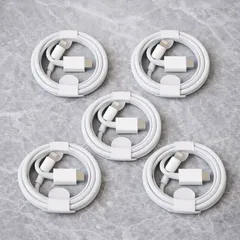 Type-C→Lightning 充電ケーブル 1m 5本セット iPhone対応 純正互換 非純正 ホワイト 家族用・業務用・大量予備に最適