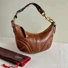 Coach Vintage Soho Whiskey Brown Braided Leather Mini Hobo Shoulder Bag y2k RARE