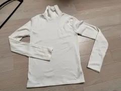 白 タートルネック 裏起毛 長袖 Tシャツ
