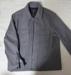 新品 H&M グレー ジップアップ ハーフコート ジャケット Lサイズ