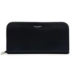 サンローラン 長財布 ロングウォレット long wallet ブラック 黒 black カーフ レザー 本革 ラウンドファスナー キャビアスキン SAINT LAURENT