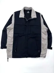 アディダス ネイビー/グレー ウィンドブレーカー ジャケット