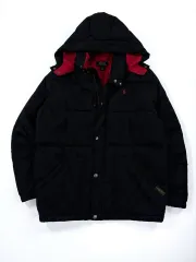 ポロラルフローレン ブラック フード ダウン アウター