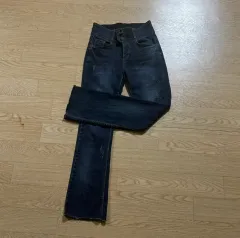 ハイウエスト ブーツカット デニム ダブルボタン ズボン