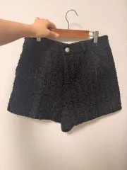 ブラック ツイード ハーフパンツ