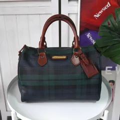 ラルフローレン チェック柄 PVC ミニボストンバッグ ハンドバッグ グリーン