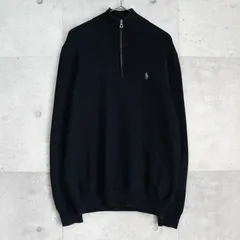 ポロ ラルフローレン スモールポニーロゴ ハーフジップ コットン ニット ブラック