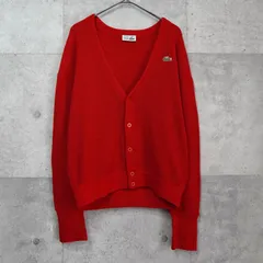 ラコステ 1980's ヴィンテージ ロゴパッチ カーディガン レッド