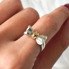 【3月5日までの限定価格】ティファニー 750×925 コンビ リボン リング 指輪 18K シルバー925 11.5号