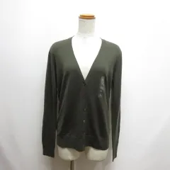ユニクロ UNIQLO エクストラファインメリノ Vネック カーディガン L オリーブ 長袖 ウール ニット タグ付き