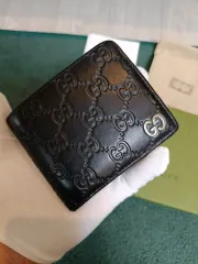 (正規品) GUCCI グッチ シグネチャー ブラック 二つ折り財布 GGロゴ フルセット