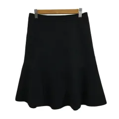 23区 オンワード樫山 スカート フレア ひざ丈 ウール 無地 カットオフ 34 黒 ブラック