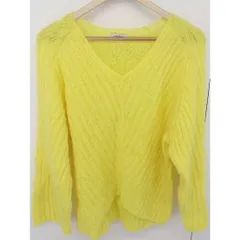 ◇ Seagreen シーグリーン Vネック ワイドスリーブ 長袖 ニット セーター サイズ F イエロー レディース  【中古】 【1205260006130】