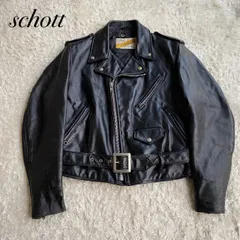 美品　ショット　schott シングル　ライダースジャケット　ブラック　40 Schott レザージャケット 40 ショット革ジャンシングル