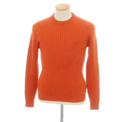 【中古】ブルネロクチネリ Brunello Cucinelli カシミヤ クルーネック リブ プルオーバーニット オレンジ【サイズ46】【メンズ】