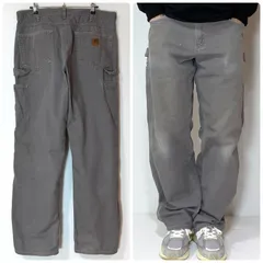 雰囲気抜群 Carhartt カーハート B159 CHR ライトダック ペインターパンツ W34L32 チャコールグレー LOOSE FIT 極太 ルーズフィット ダック地 ワークパンツ USコットン 美フェード メキシコ製 ワイドバギー p25123432