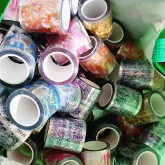 6個ロールステッカー 無重複 セット 黒い狸 PETマスキングテープ ダイアリーデコ