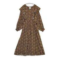 ROSE BUD 総柄 ドレス ワンピース ブラック ブラウン ピンク レディース ローズバッド【中古】5-1218M∞