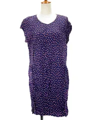 ニコアンド Niko and.. ワンピース 総柄 フレンチスリーブ 紺