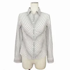 コムサイズム COMME CA ISM シャツ オープンカラー 開襟 シャーリング ストライプ 長袖 M 白 ホワイト