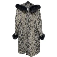 ZK5 Bellebonita ベルボニータ ロングコート ロングパーカー フード付き カーディガン 長袖 ヒョウ柄 ブルーフォックス リアルファー