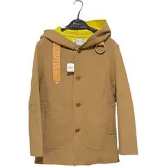 ZK9 WHITE LINE  コート/44 ウール/キャメル/ブラウン/ホワイトライン パーカー フード付き レザー