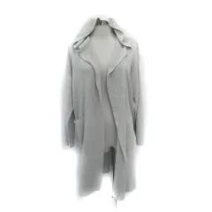 スタディオクリップ Studio Clip カーディガン 前開き ロング丈 フード付き 麻 リネン混 M グレー /SM28