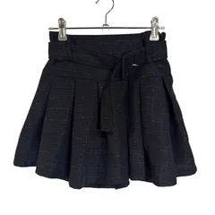 B072 evelyn エブリン パンツ スカート ショート ズボン ブラック黒 キラキラ ベルト レディース F