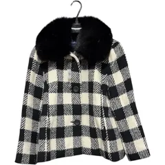 ZK6  CARA DCRUZ 千鳥格子 キャラオクルス  ショートコート ジャケット 日本製 フォックスファー リアルファー