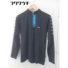 ◇ FILA フィラ ワンポイントロゴ 長袖 ハーフジップ カットソー サイズM ブラック メンズ  【1107010001931】