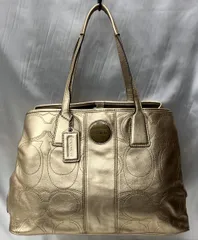 COACH コーチ  F18879 ラージシグネチャー ハンドバッグ トートバッグ 肩掛け鞄 ゴールド系