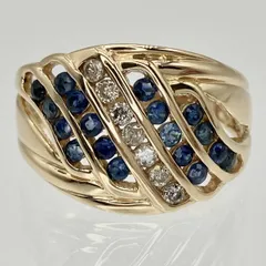 【鑑別書付】K18 サファイア ♯10 ダイヤ0.15ct 総重量 4.0g