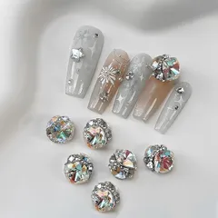 Chisafly ネイルパーツ ストーン ネイルストーン スクエア 宝石 クリスタル 大きめ ラインストーン キラキラ 立体 6個セット (オーロラ-ホワイト) 1