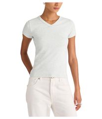 メイドウェル レディース トップス シャツ リブ Tシャツ Madewell High V Ribbed Baby Tee Hthr Slate スレート