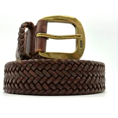 ポロラルフローレン メッシュベルト 38/95 茶 本革 編み込み