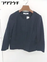 ◇ NATURAL BEAUTY BASIC ナチュラルビューティーベーシック 長袖 ノーカラー ジャケット サイズM ネイビー レディース  【1109070009803】