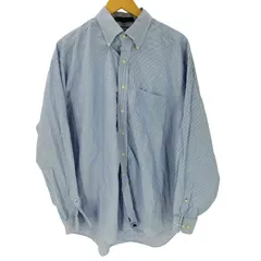 トミーヒルフィガー TOMMY HILFIGER 100s Two PLY コットン ボタンダウン L/S ストライプ シャツ ビックサイズ メンズ import：XL 