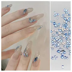 ネイル用 ラインストーン 100個セット 水色 立体 小さい クリア キラキラ ネイルアート パーツ ジュエリー デコパーツ DIY 手芸 ハンドメイド 0