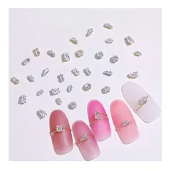 ネイル ストーン 40個セット ネイルパーツ ストーン ラインストーン ネイル用 輝くそして透明な ネイルパーツ ストーン 立体 キラキラ ネイルアート パーツ ジュエリー デコパーツ 手芸 ハンドメイド, 金 20 個 + 銀 20 個（正方形） 1