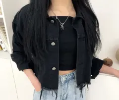 ブラックデニム クロップド ジャケット デニムジャケット