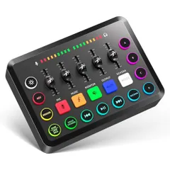 【新品】XTUGA F11 ゲーミングオーディオミキサー オーディオインターフェース、ゲーム用オーディオミキサー PC/PS4/PS5対応、ポッドキャスト ミキサー RGB機能付き XLR接続 モニタリング機能 カスタム効果音 ボイスチェンジ dc7a0e02