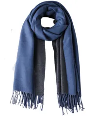 [Elixio] [エリクシオ] マフラー ストール レディース 大判 リバーシブル カシミヤタッチ 柔らかい あたたかい コンパクト 可愛い お洒落 上品 無地 プレゼント 秋 冬 (ブルー×グレー) [ブルー/グレー]