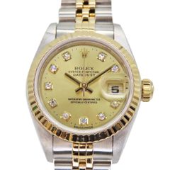 ROLEX デイトジャスト ゴールド シルバー10pダイヤ➕アフターダイヤ 