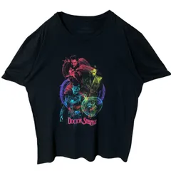 L ドクターストレンジ キャラクター マーベル ビッグプリント ブラック 黒 Tシャツ メンズ レディース ユニセックス 古着 半袖