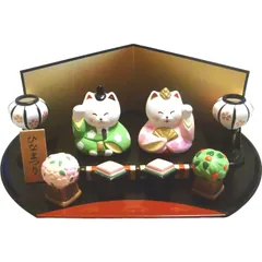 【 ねこのひな祭りセット 】 かわいい猫の雛人形です 【陶器製_手描き】