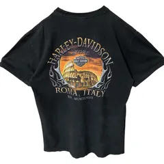 L バイカー ハーレーダビッドソン ビッグプリント ブラック 黒 Tシャツ メンズ レディース ユニセックス 古着 半袖