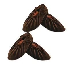 [トカリリ] シューズカバー 滑り止め付き ベルベット 室内用 洗える 2足セット (コーヒー) [コーヒー]